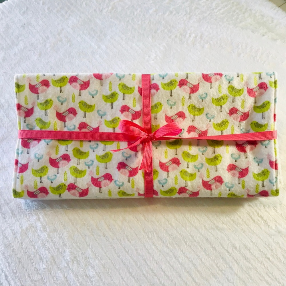 Gingham Baby Girl Burp Cloths-3, Birds Burpcloths - Picture 2 of 4